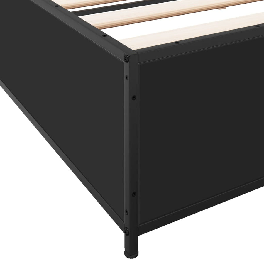 Bedframe bewerkt hout metaal zwart 160x200 cm