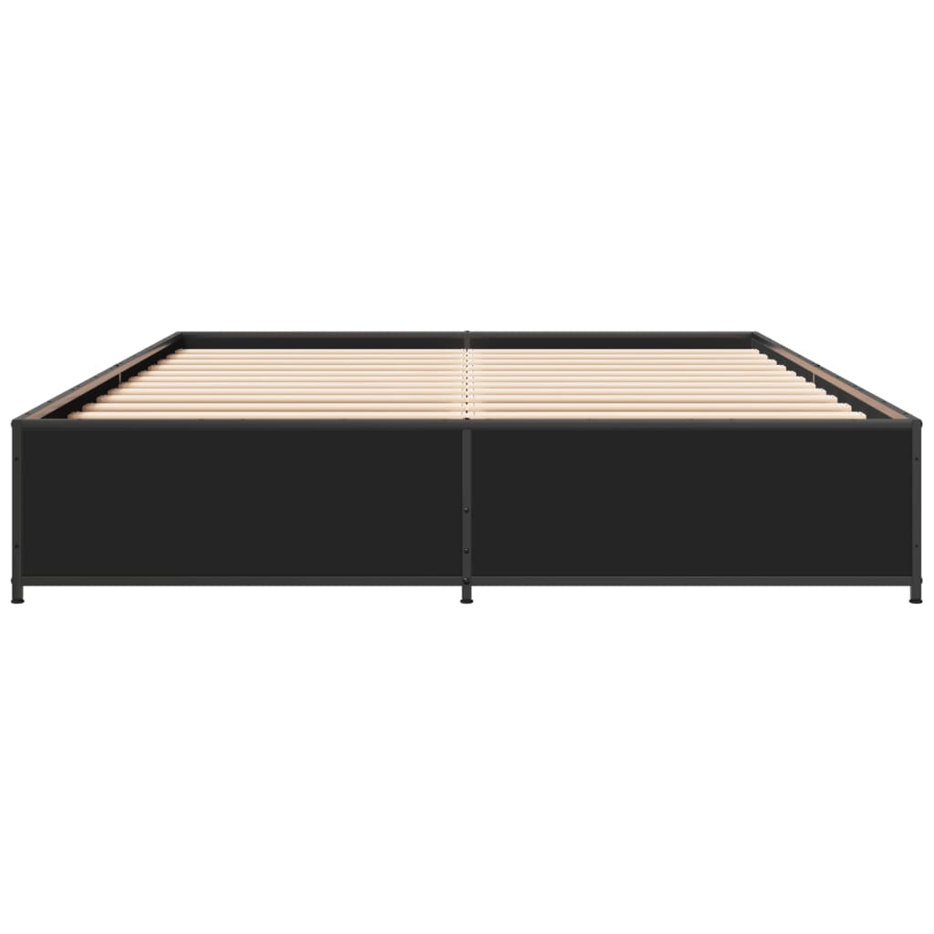 Bedframe bewerkt hout metaal zwart 150x200 cm
