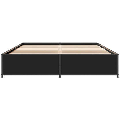 Bedframe bewerkt hout metaal zwart 150x200 cm