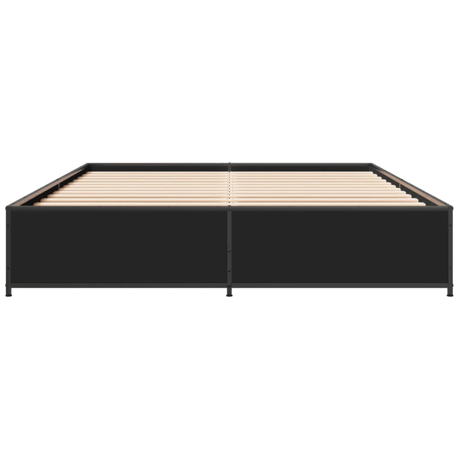 Bedframe bewerkt hout metaal zwart 150x200 cm