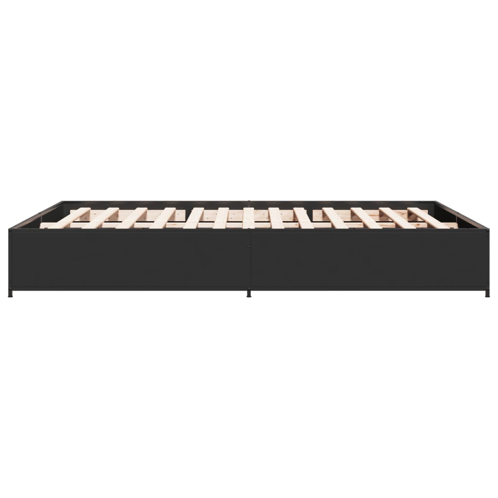 Bedframe bewerkt hout metaal zwart 150x200 cm