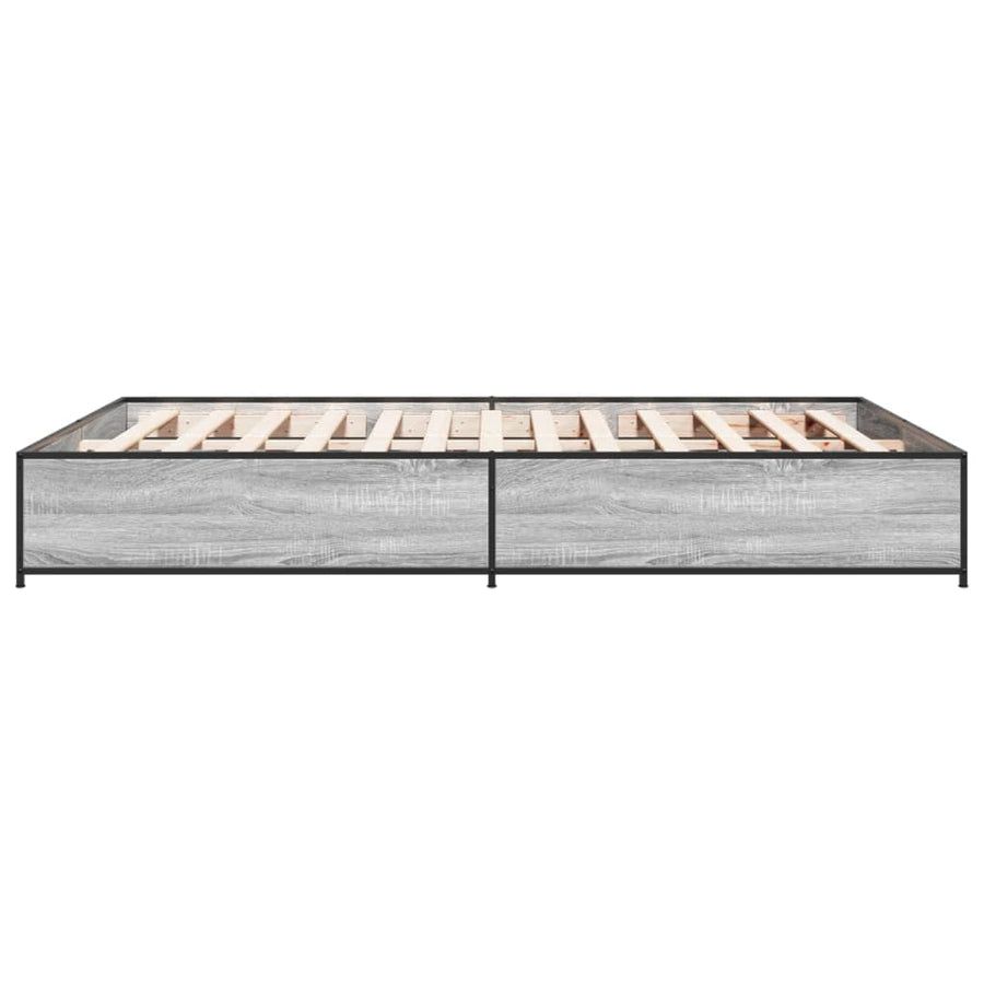Bedframe bewerkt hout metaal grijs sonoma eiken 150x200 cm