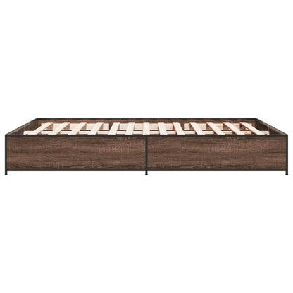 Bedframe bewerkt hout metaal bruin eikenkleur 140x200 cm