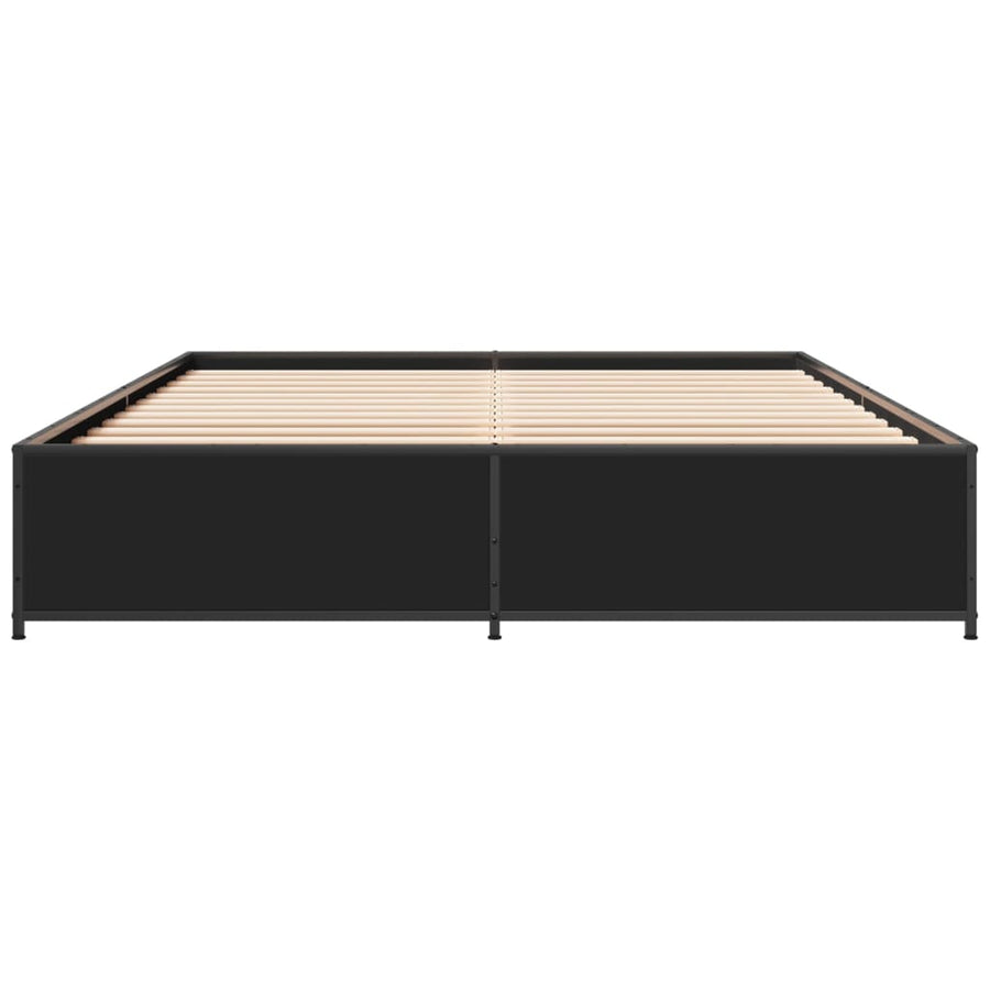 Bedframe bewerkt hout metaal zwart 135x190 cm