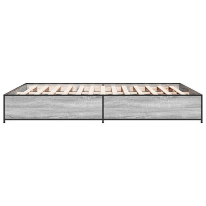 Bedframe bewerkt hout metaal grijs sonoma eiken 135x190 cm