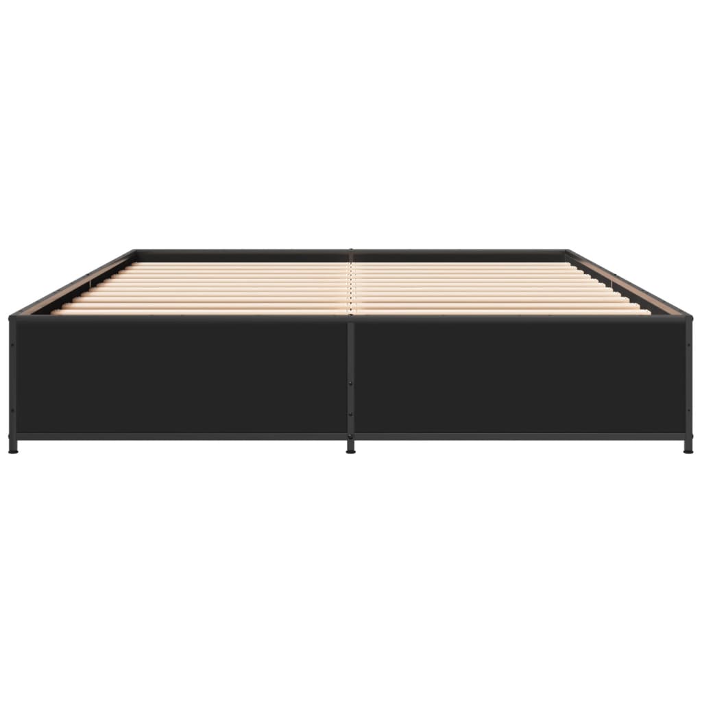 Bedframe bewerkt hout metaal zwart 120x190 cm