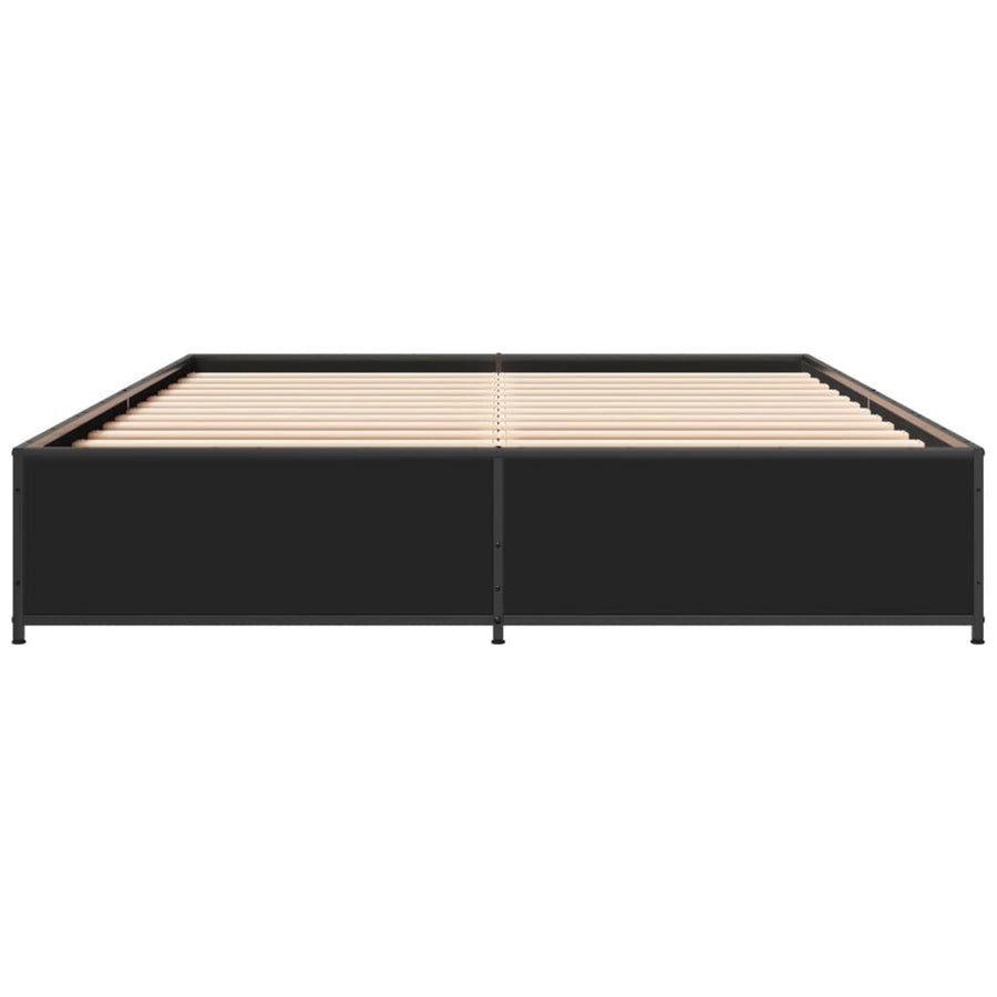 Bedframe bewerkt hout metaal zwart 120x190 cm