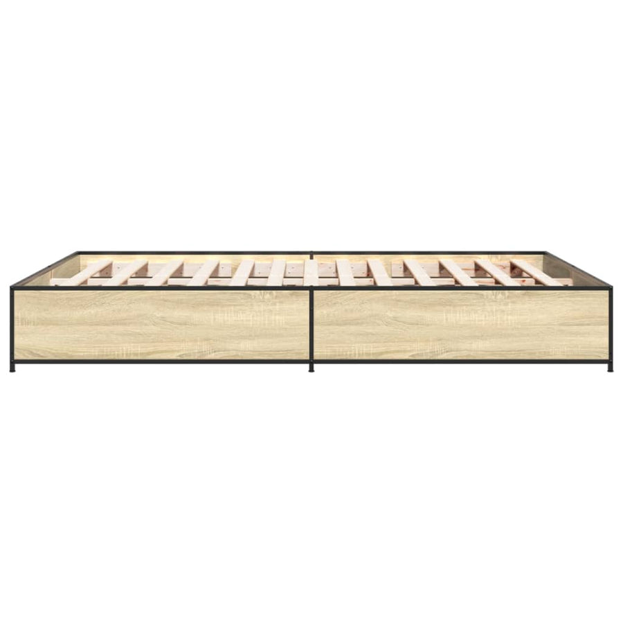 Bedframe bewerkt hout metaal sonoma eikenkleurig 120x190 cm
