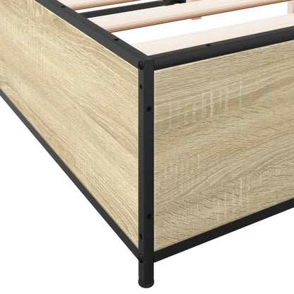 Bedframe bewerkt hout metaal sonoma eikenkleurig 120x190 cm