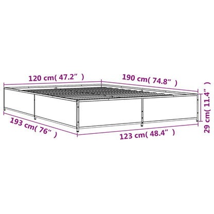 Bedframe bewerkt hout metaal sonoma eikenkleurig 120x190 cm