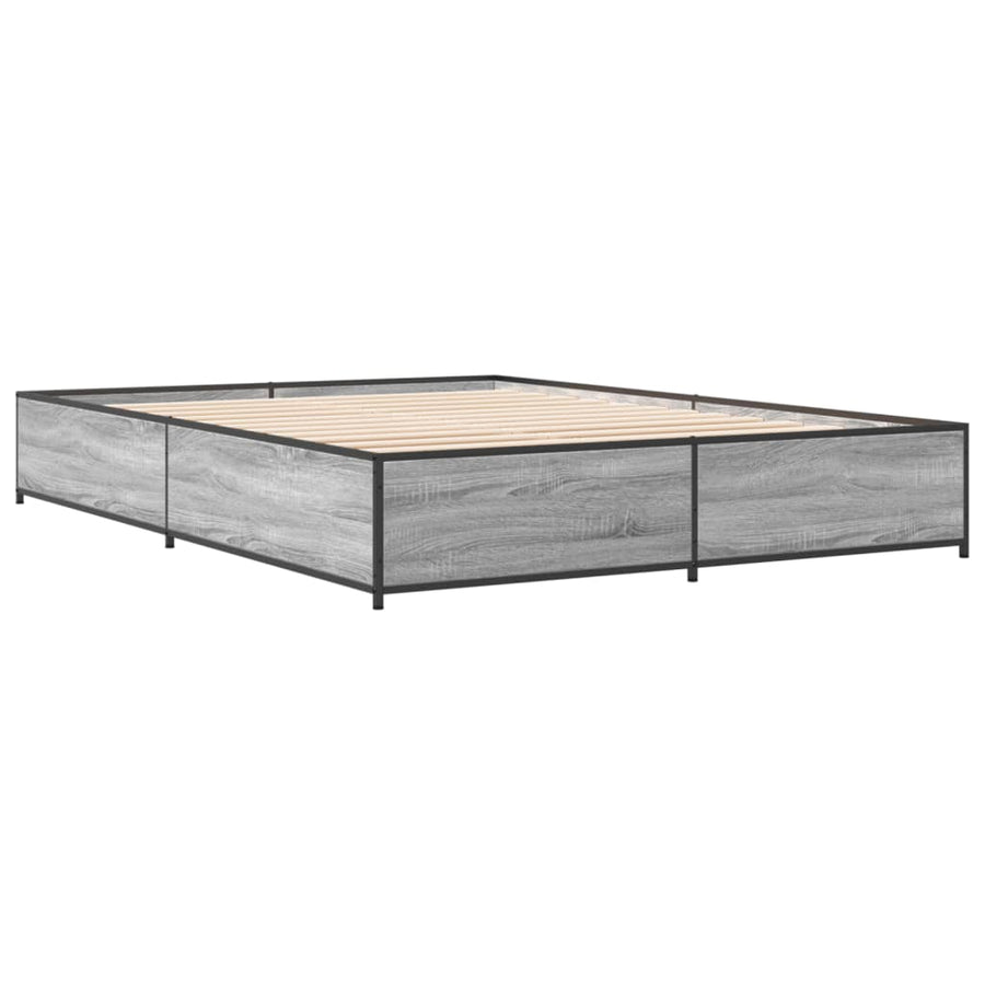 Bedframe bewerkt hout metaal grijs sonoma eiken 120x190 cm