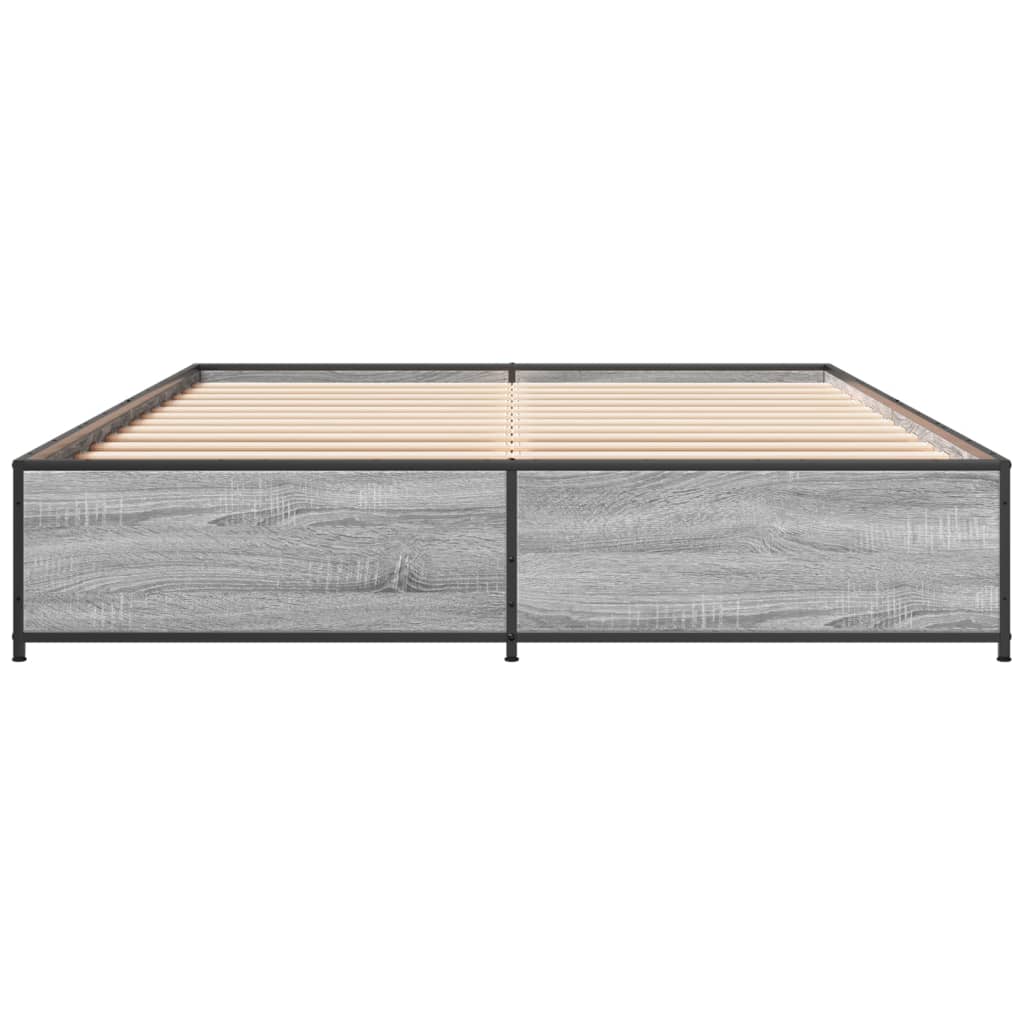 Bedframe bewerkt hout metaal grijs sonoma eiken 120x190 cm