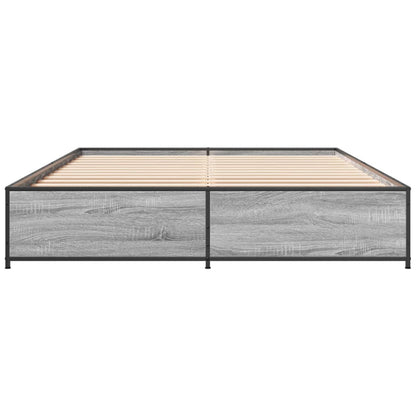 Bedframe bewerkt hout metaal grijs sonoma eiken 120x190 cm