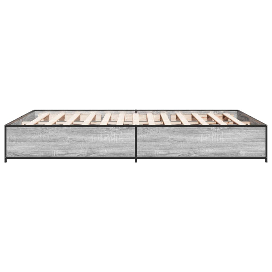 Bedframe bewerkt hout metaal grijs sonoma eiken 120x190 cm