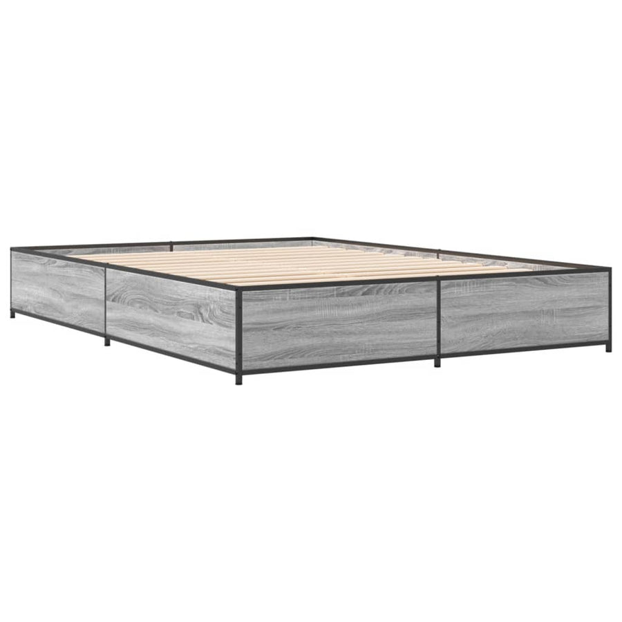 Bedframe bewerkt hout metaal grijs sonoma eiken 120x190 cm