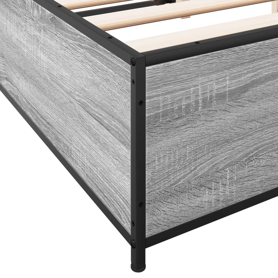 Bedframe bewerkt hout metaal grijs sonoma eiken 120x190 cm