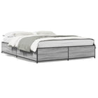 Bed frame engineered wood metal grey Sonoma oak 120x190 cm