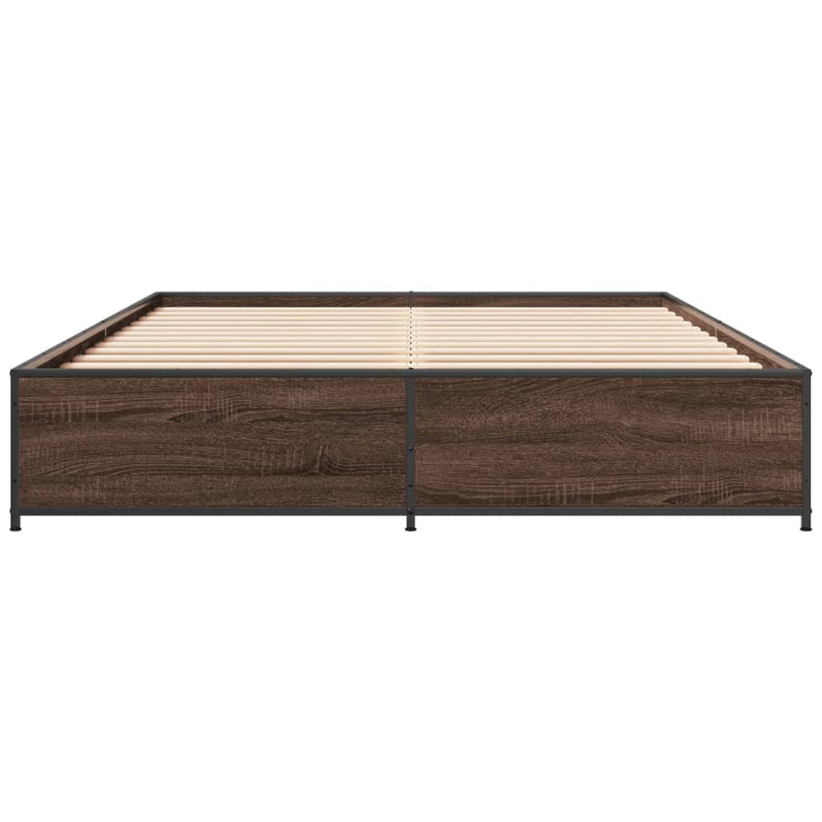 Bedframe bewerkt hout metaal bruin eikenkleur 120x190 cm