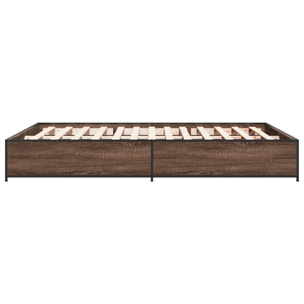 Bedframe bewerkt hout metaal bruin eikenkleur 120x190 cm