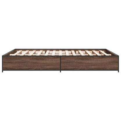 Bedframe bewerkt hout metaal bruin eikenkleur 120x190 cm