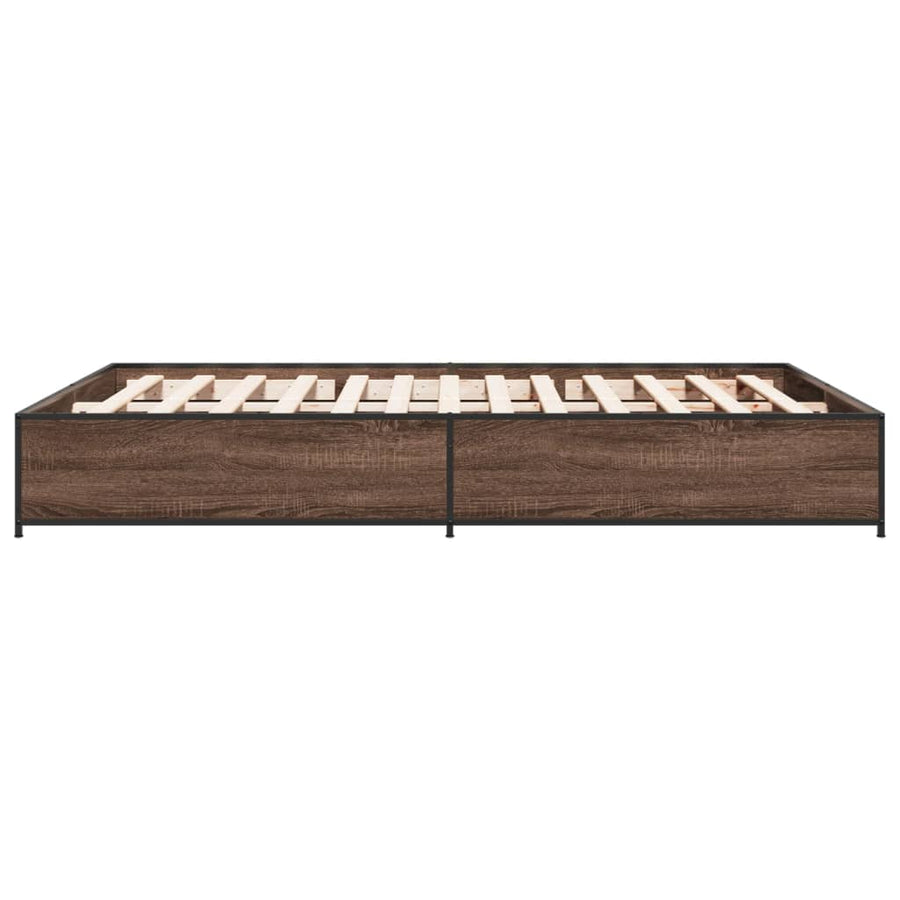 Bedframe bewerkt hout metaal bruin eikenkleur 120x190 cm