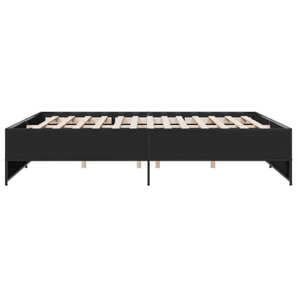 Bedframe bewerkt hout metaal zwart 200x200 cm