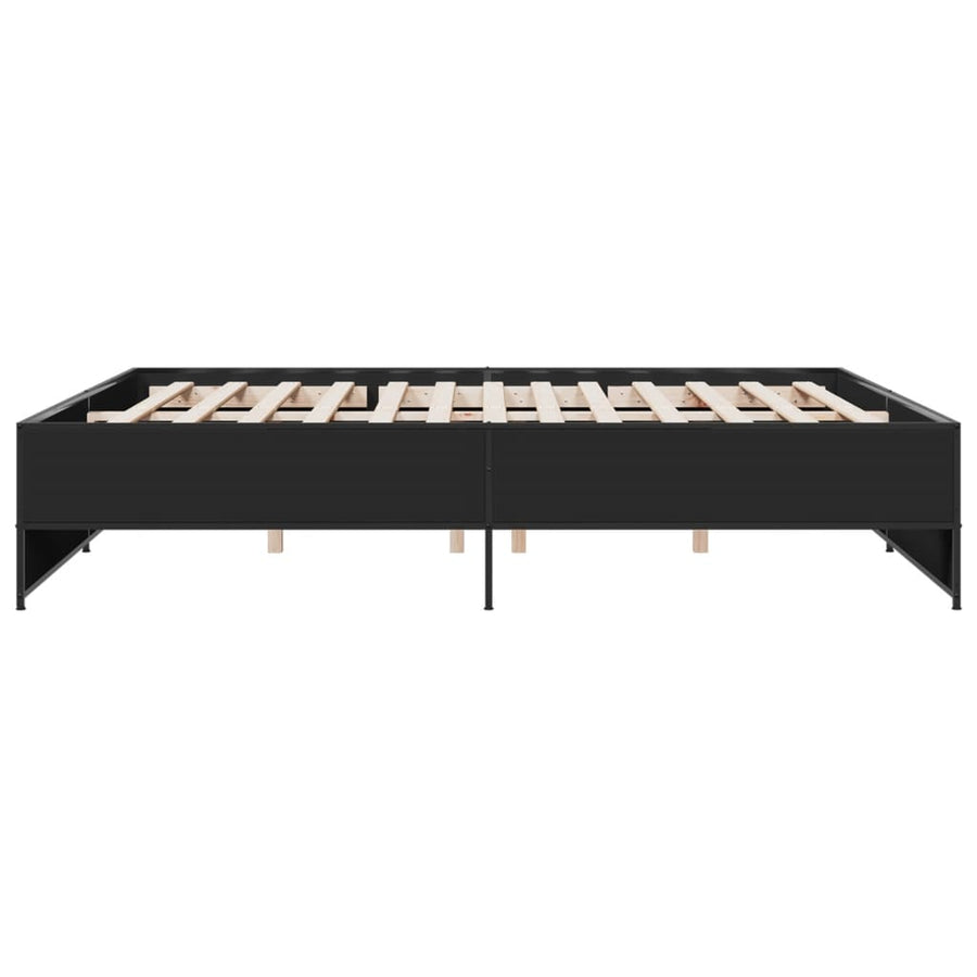 Bedframe bewerkt hout metaal zwart 200x200 cm