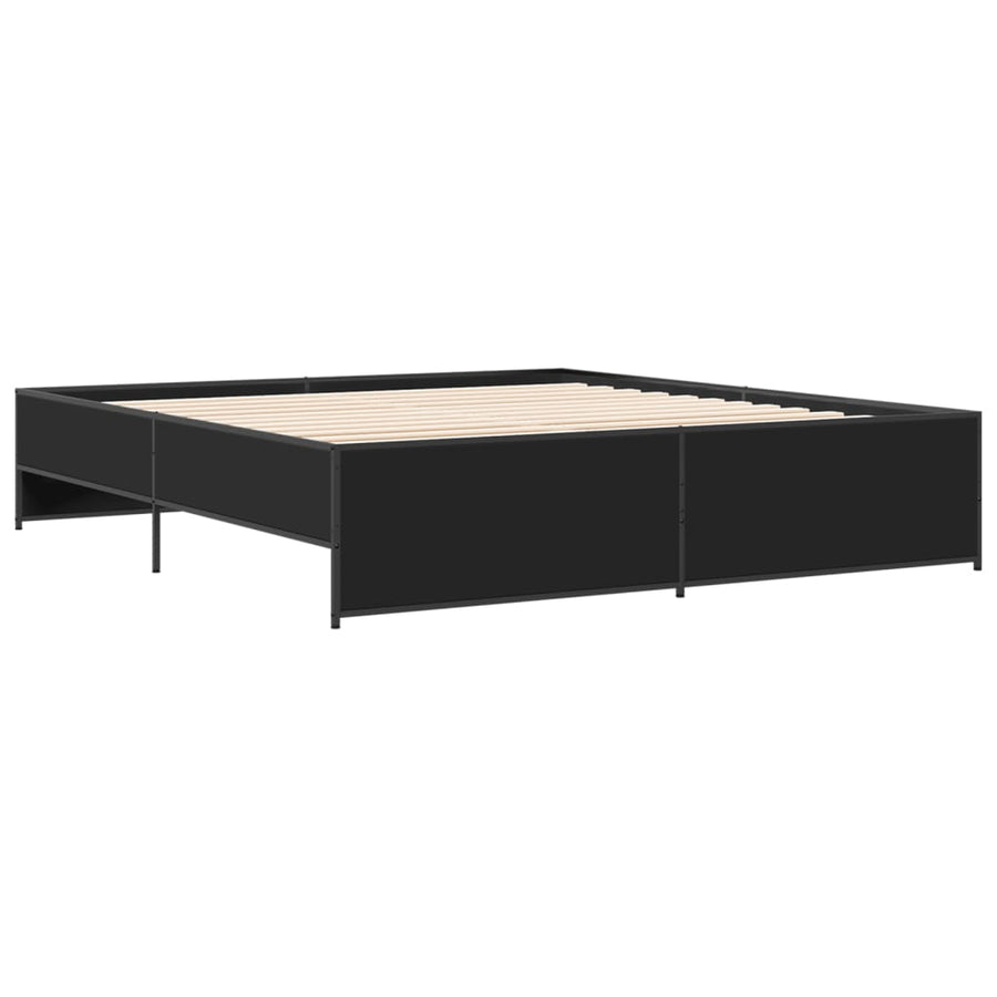 Bedframe bewerkt hout metaal zwart 200x200 cm