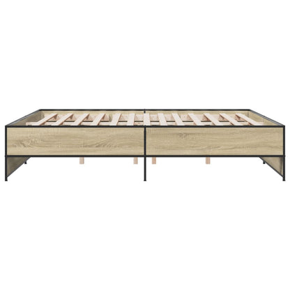 Bedframe bewerkt hout metaal sonoma eikenkleurig 200x200 cm