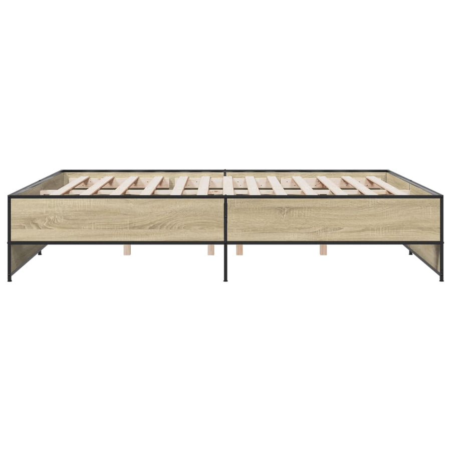 Bedframe bewerkt hout metaal sonoma eikenkleurig 200x200 cm