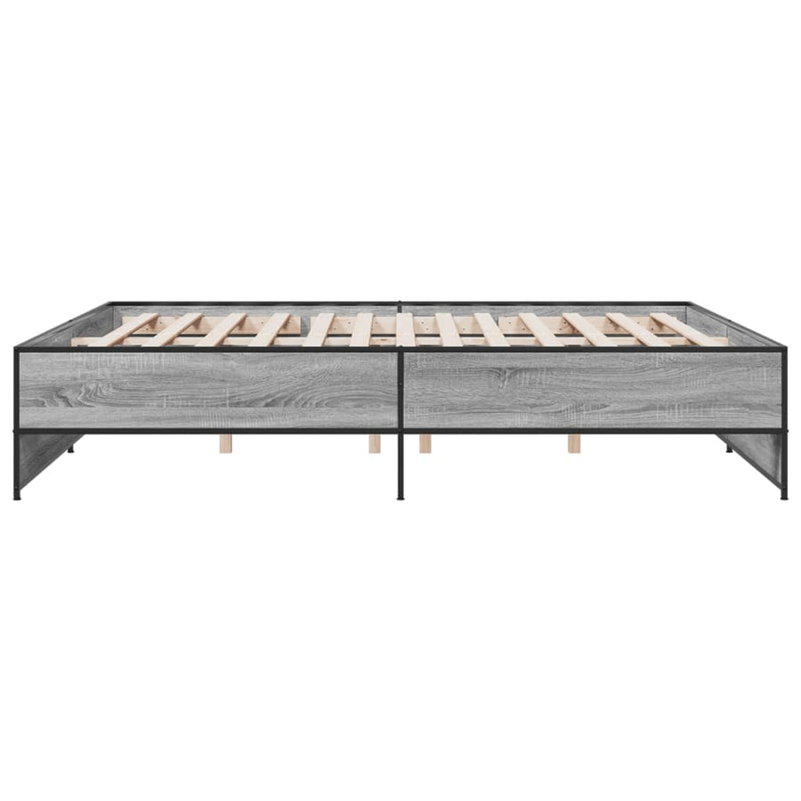 Bedframe bewerkt hout metaal grijs sonoma eiken 200x200 cm