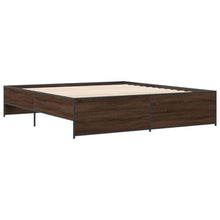 Bedframe bewerkt hout metaal bruin eikenkleur 200x200 cm