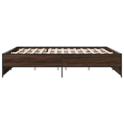 Bedframe bewerkt hout metaal bruin eikenkleur 200x200 cm