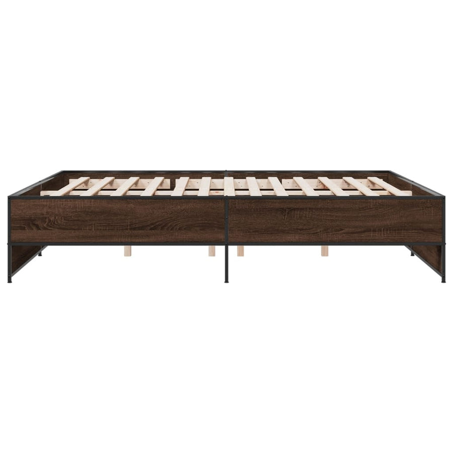 Bedframe bewerkt hout metaal bruin eikenkleur 200x200 cm