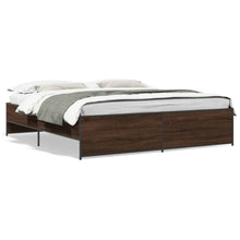Bedframe bewerkt hout metaal bruin eikenkleur 200x200 cm