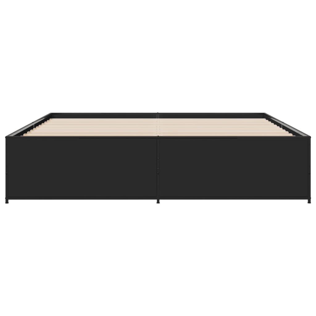 Bedframe bewerkt hout metaal zwart 180x200 cm