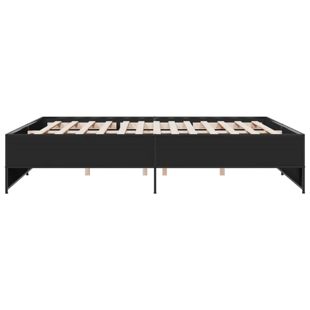 Bedframe bewerkt hout metaal zwart 180x200 cm