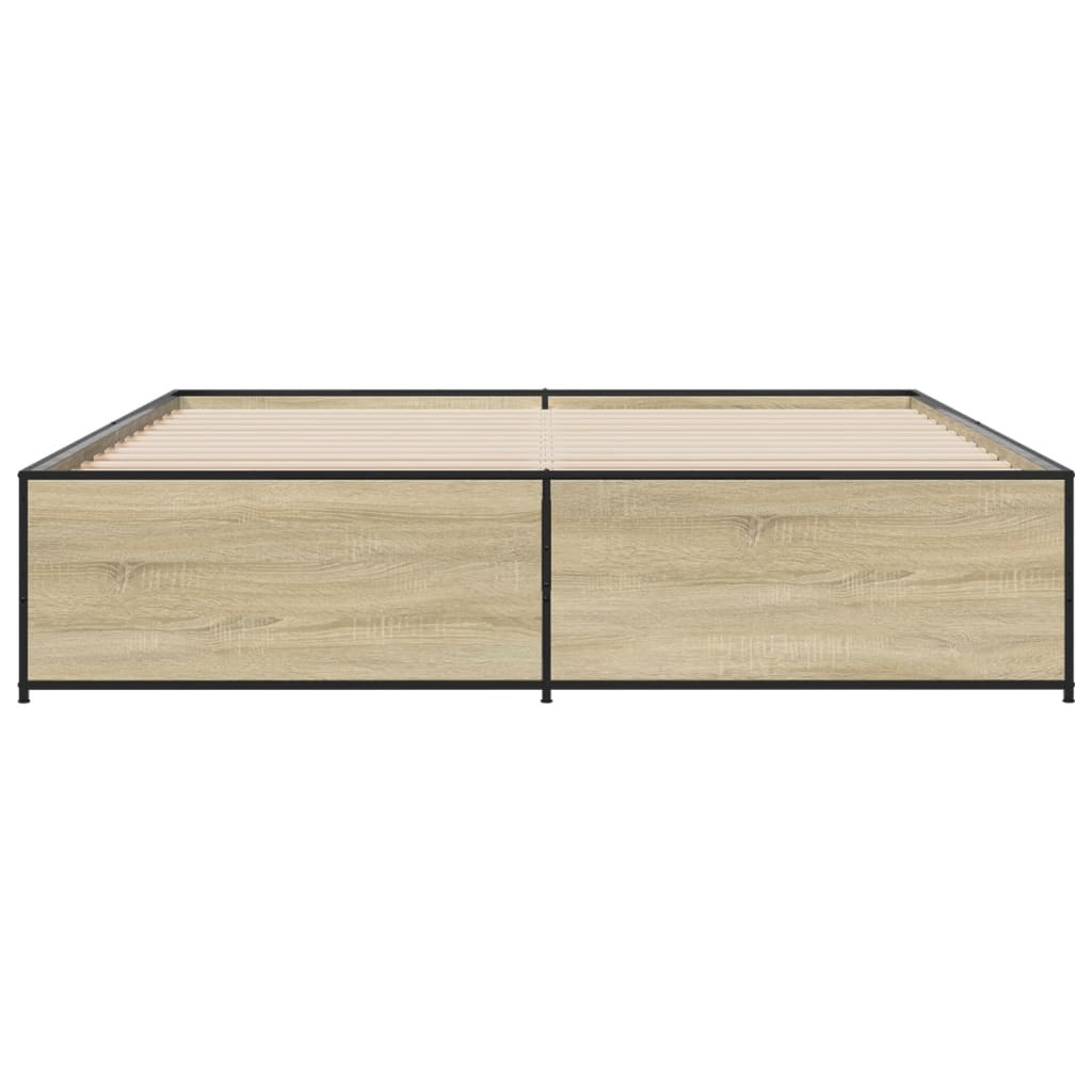 Bedframe bewerkt hout metaal sonoma eikenkleurig 180x200 cm