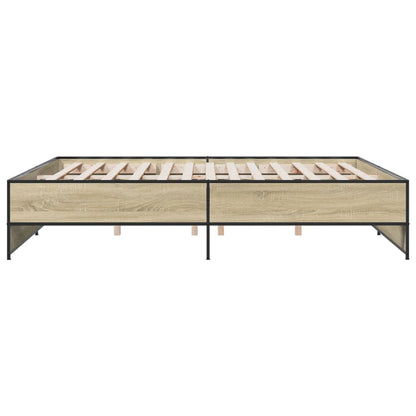 Bedframe bewerkt hout metaal sonoma eikenkleurig 180x200 cm