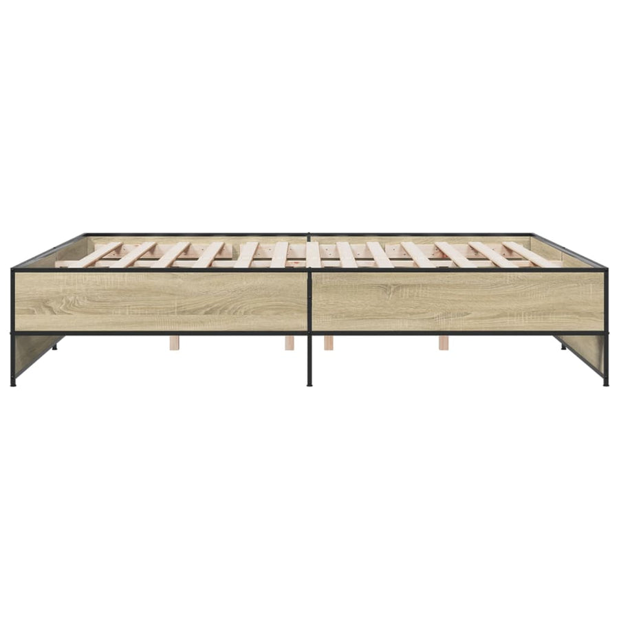 Bedframe bewerkt hout metaal sonoma eikenkleurig 180x200 cm