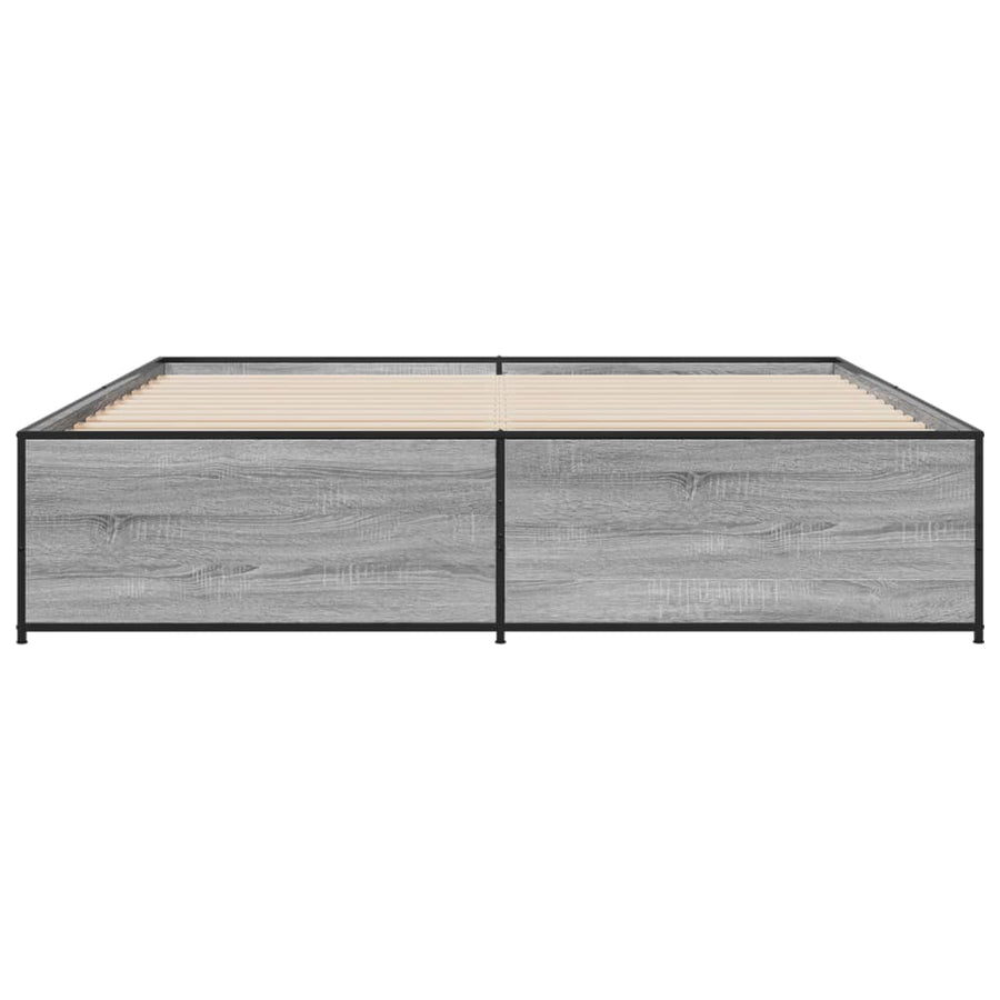 Bedframe bewerkt hout metaal grijs sonoma eiken 180x200 cm