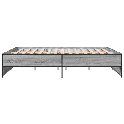 Bedframe bewerkt hout metaal grijs sonoma eiken 180x200 cm