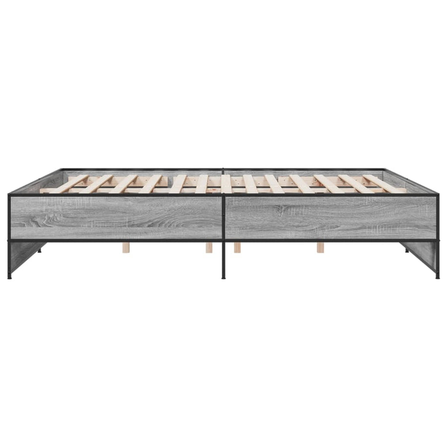Bedframe bewerkt hout metaal grijs sonoma eiken 180x200 cm
