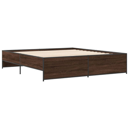 Bedframe bewerkt hout metaal bruin eikenkleur 180x200 cm