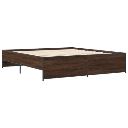 Bedframe bewerkt hout metaal bruin eikenkleur 180x200 cm