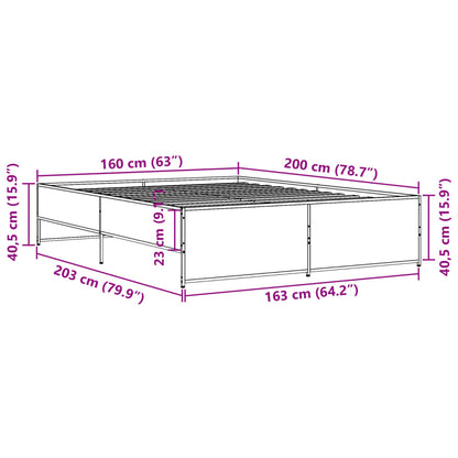 Bedframe bewerkt hout metaal zwart 160x200 cm