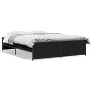 Bedframe 160x200 cm bewerkt hout metaal zwart
