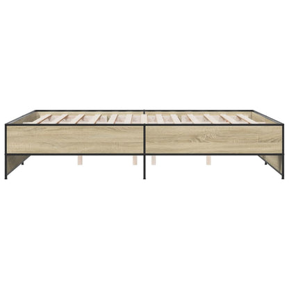 Bedframe bewerkt hout metaal sonoma eikenkleurig 160x200 cm