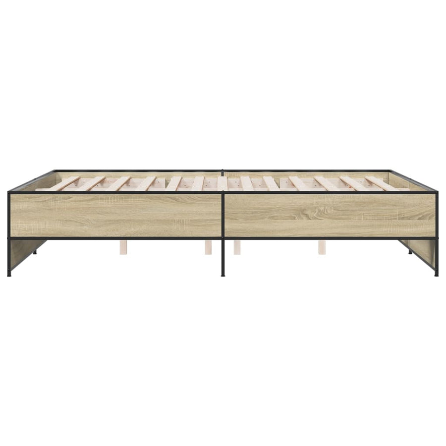 Bedframe bewerkt hout metaal sonoma eikenkleurig 160x200 cm