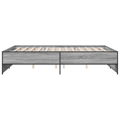 Bedframe bewerkt hout metaal grijs sonoma eiken 160x200 cm
